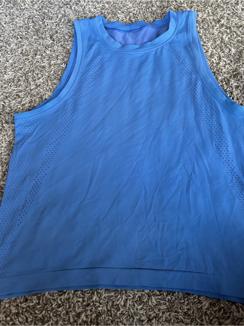 lululemon athletica Blue Perforated Athletic Tank Top